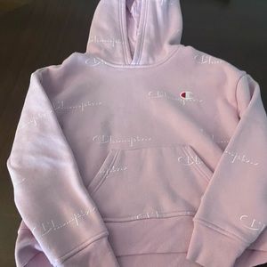 Girls pink hoodie. Champion. Size large